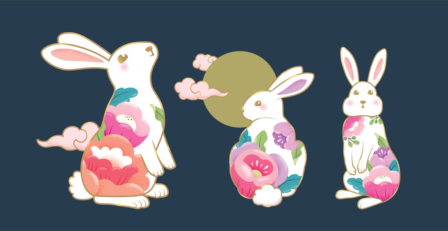 lapins dessin illustration colorés groupe