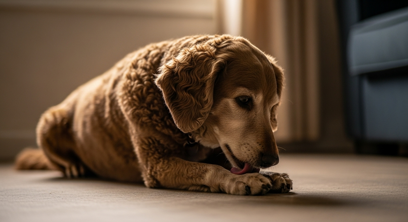 Chien qui se lèche les pattes le soir : comportement normal ou signe d’un trouble à surveiller ?