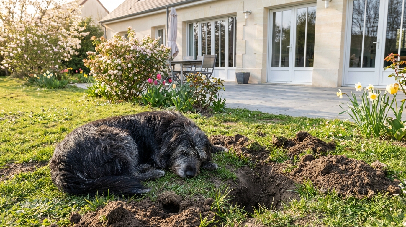 Votre chien transforme subitement le jardin en champ de cratères ? Le mystère de cette frénésie printanière et comment l’en détourner en douceur