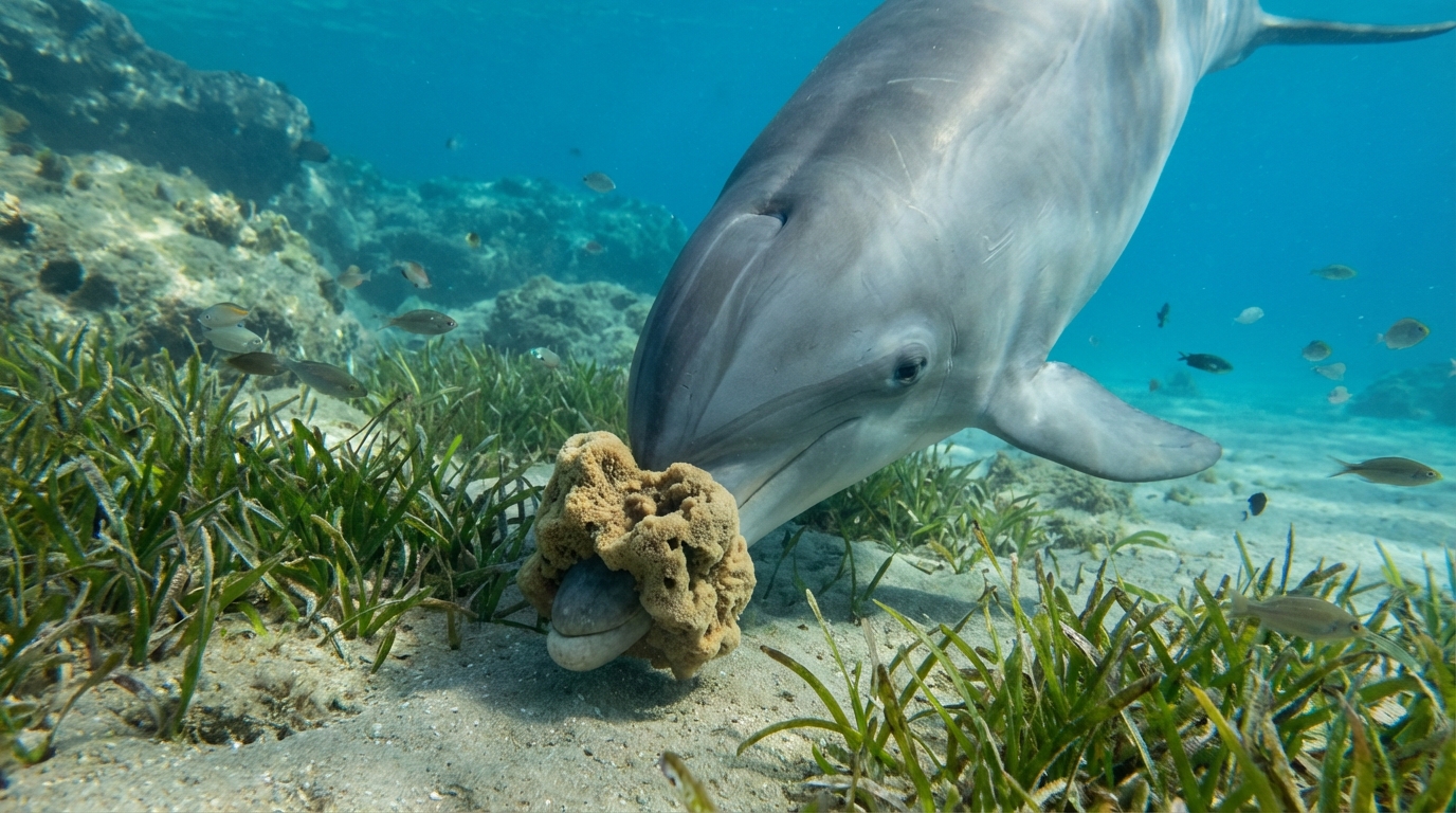 L’étonnante raison pour laquelle certains dauphins sauvages s’équipent d’une simple éponge marine au moment de chasser