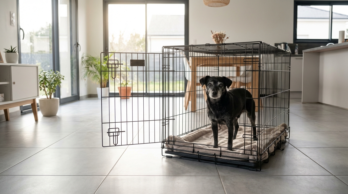 Oubliez les indications de poids sur les emballages : l’apaisement de votre chien en voyage se joue sur ces trois espaces vitaux que son anatomie réclame en cage