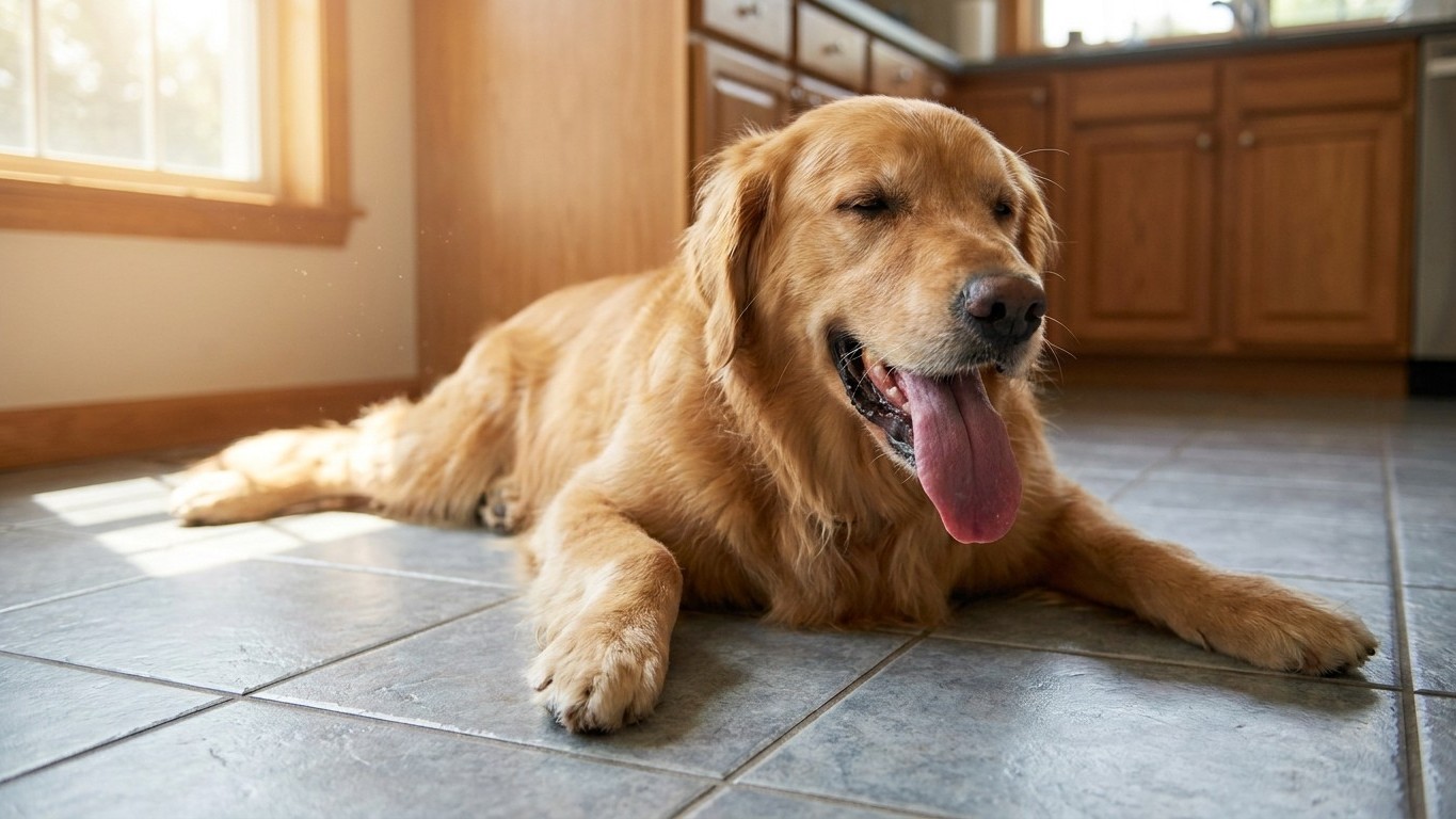 « Je pensais qu’il avait juste soif » : pourquoi votre chien cherche le carrelage pendant la canicule est un signal à prendre au sérieux