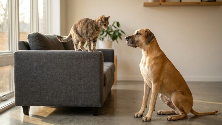 Mon chat de 4 kg domine mon dogue de 50 kg depuis le premier jour : le jour où j'ai observé comment ils se partageaient la...
