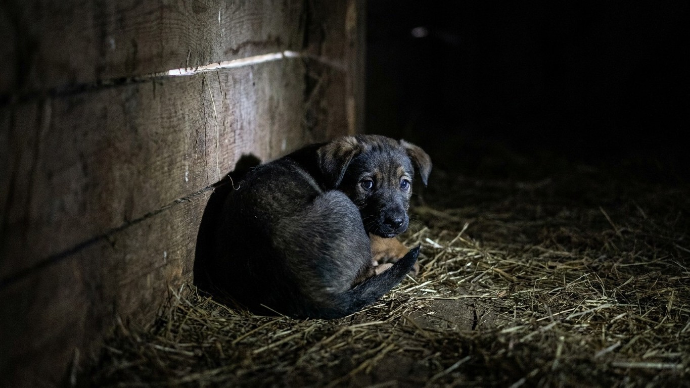 Sous le plancher de ce refuge dormaient des dizaines de chiots entassés dans le noir depuis des mois