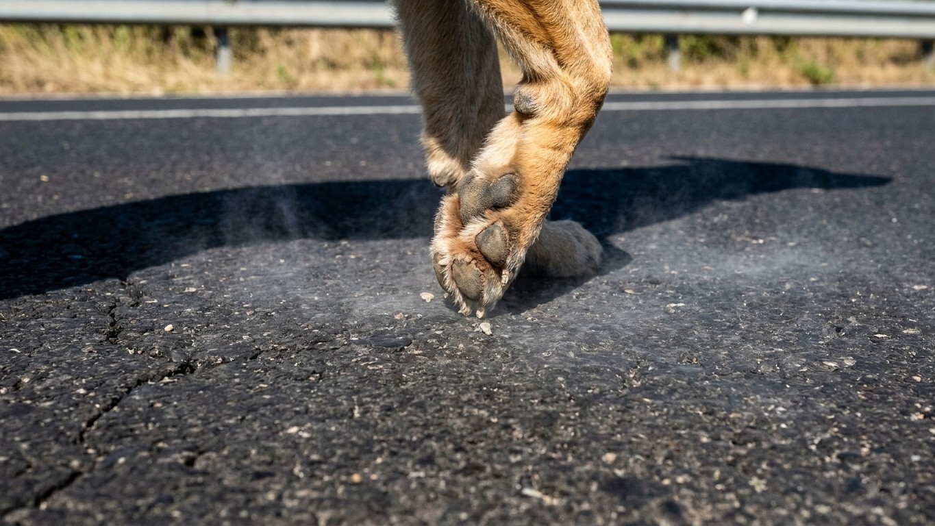 « Je pensais que ses coussinets le protégeaient de tout » : pourquoi le bitume brûle les pattes du chien en quelques pas dès 30°C à l’ombre
