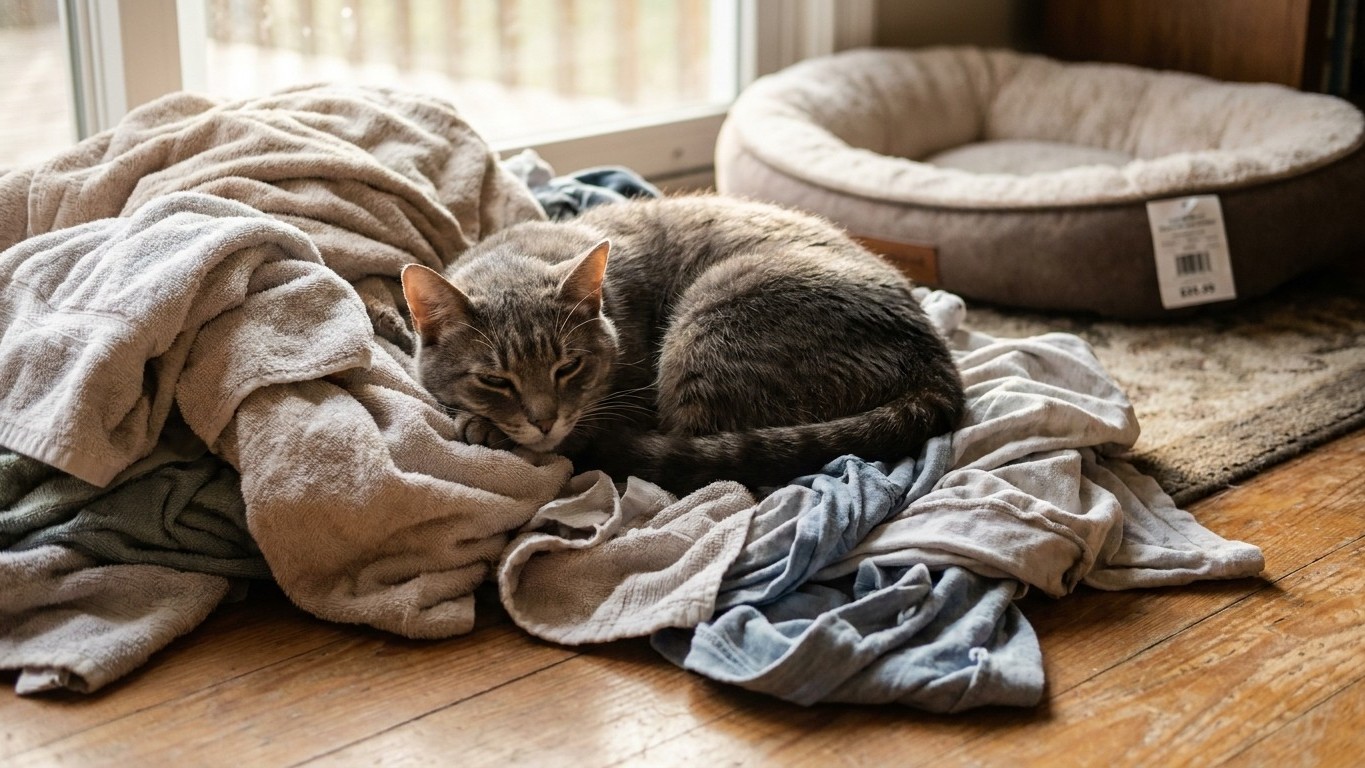 Mon chat ignorait le panier hors de prix que je lui avais offert : le jour où je l'ai retrouvé sur mon linge sale, j'ai co...