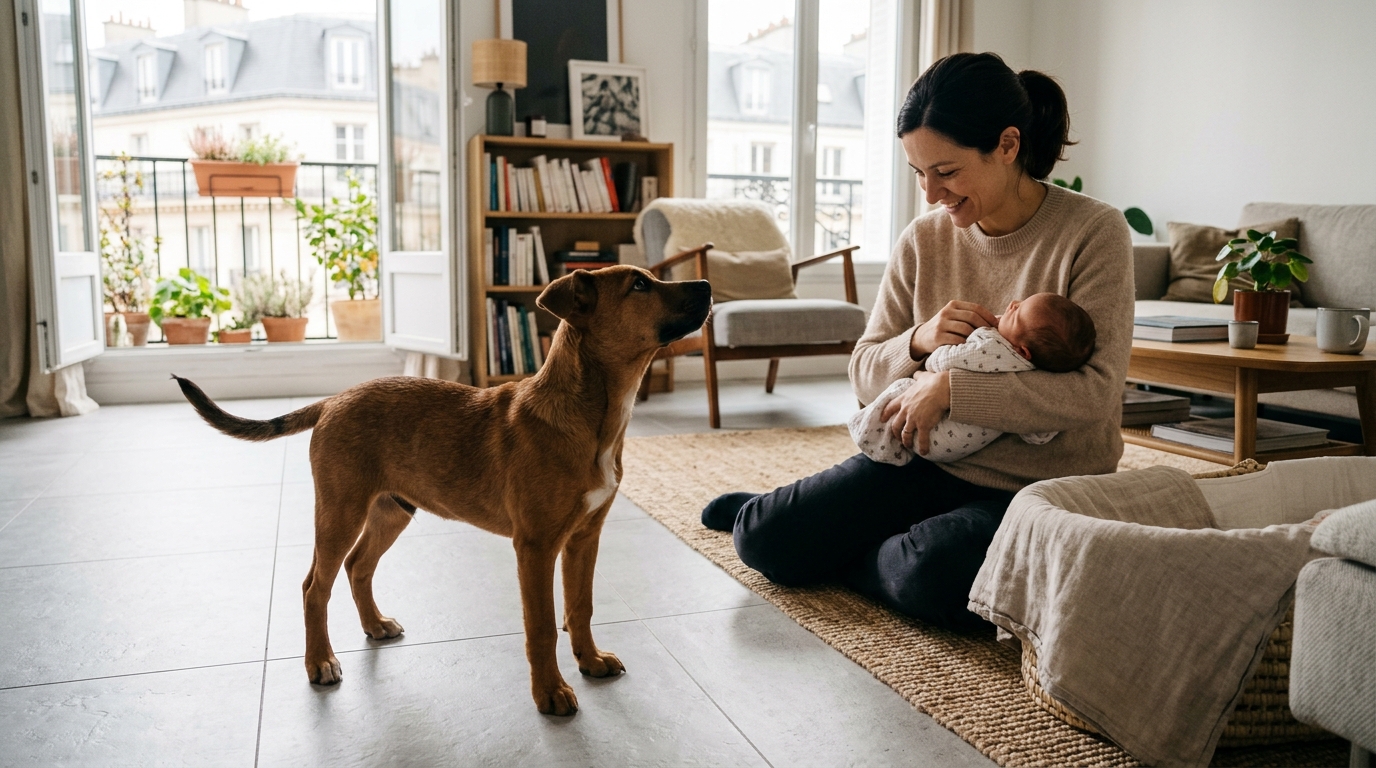 Mon chien gémissait dès que je m’occupais du nouveau-né : le jour où j’ai observé son manège de plus près, j’ai compris ce qu’il cherchait à obtenir