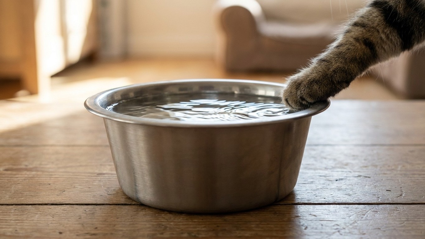 On rince tous la gamelle d’eau du chat d’un coup d’eau claire en été : ce film gluant auquel personne ne pense le fait bouder son eau avant même midi