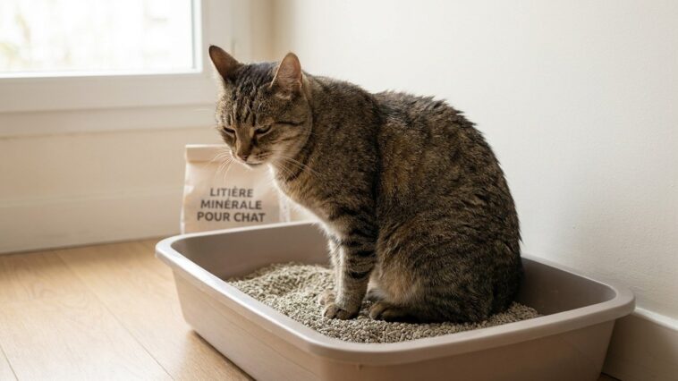 J'ai installé la gamelle d'eau de mon chat contre sa litière juste pour regrouper ses affaires dans le même coin : deux an...