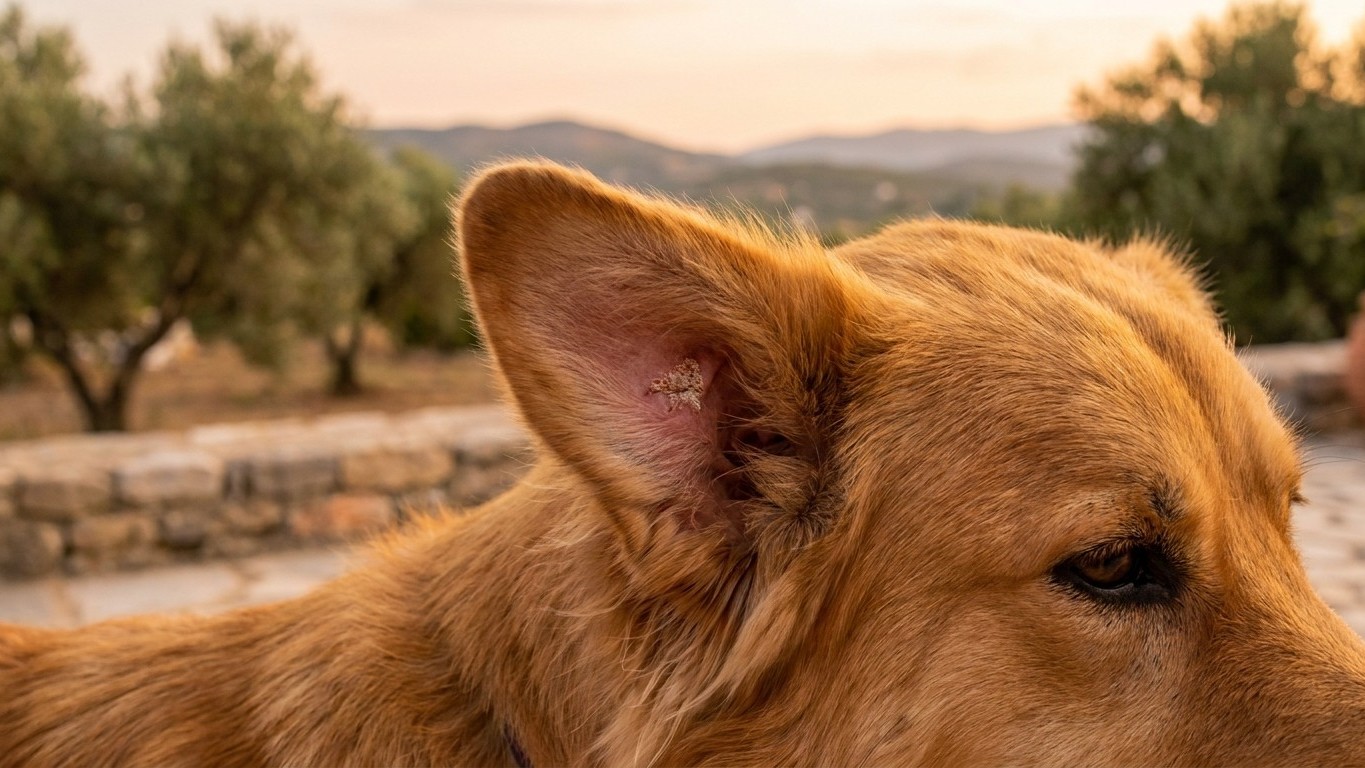 J’ai promené mon chien juste après le coucher du soleil tout le mois d’août dans le Var juste parce qu’il faisait enfin frais : six mois plus tard, une croûte sur son oreille m’a fait filer chez le vétérinaire