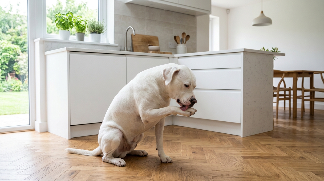 J’ai lavé ma cuisine au produit désinfectant chaque matin juste pour que ça sente le propre : au bout d’un mois, mon chien léchait ses pattes sans arrêt
