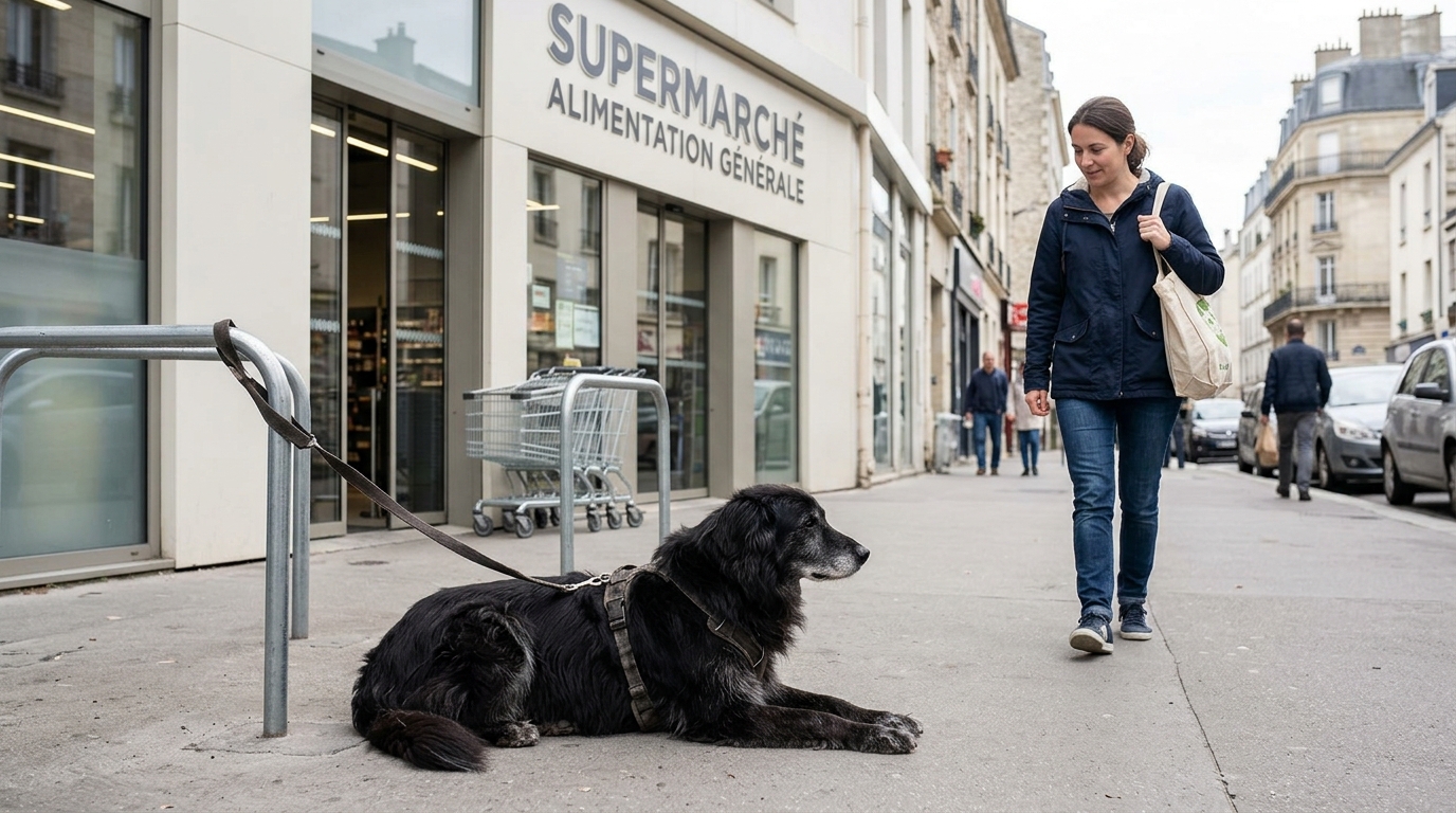 J’attachais mon chien devant le supermarché sans y penser : le jour où un passant s’est approché, j’ai compris ce que je risquais