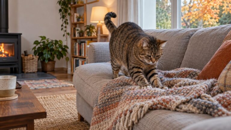 J'ai lavé le vieux plaid que mon chat pétrissait chaque soir avant de s'endormir : il a tourné toute la nuit autour du can...